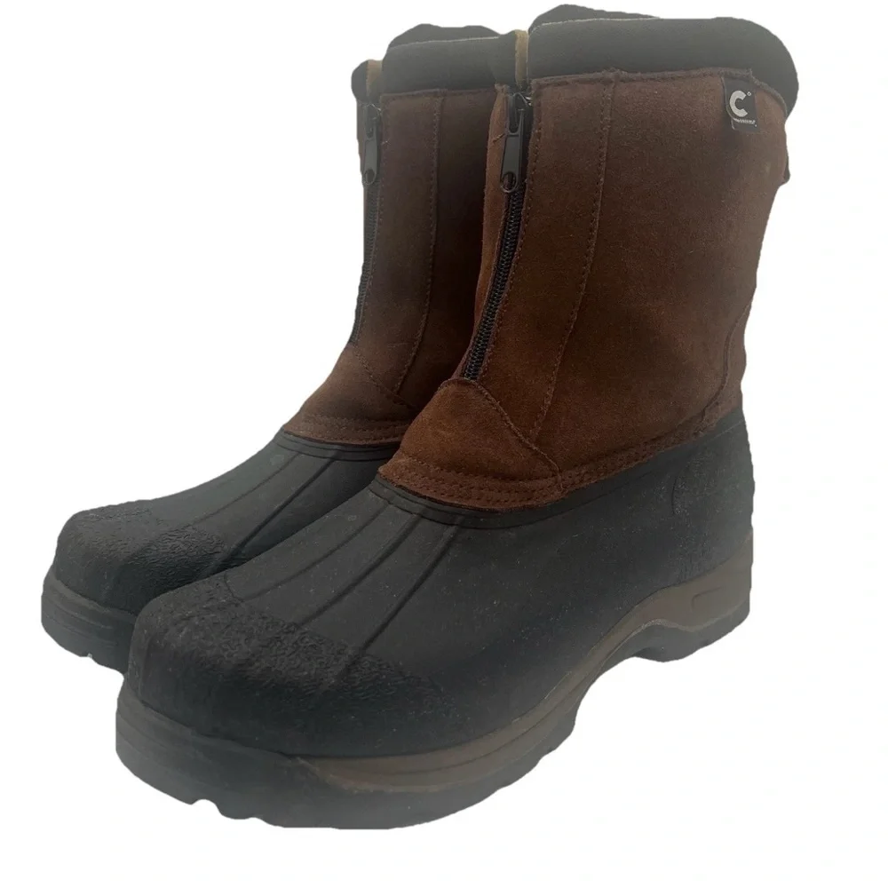 Comfortemp Men's Mid Calf Leather and Rubber Winter Duck Boots Size 13 Brown